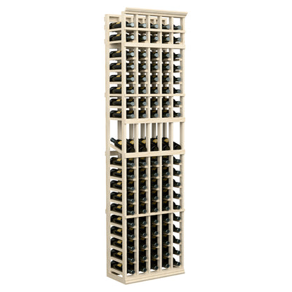 5-column wine bottle display rack, light wood with two rows of staggered bottle supports