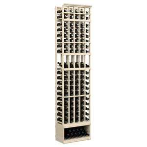 Natural wood 5-column wine display rack, upper and middle bottle rows
