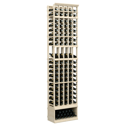 Natural wood 5-column wine display rack, upper and middle bottle rows