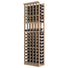 5-column wooden wine bottle display rack with open slots and a front grid