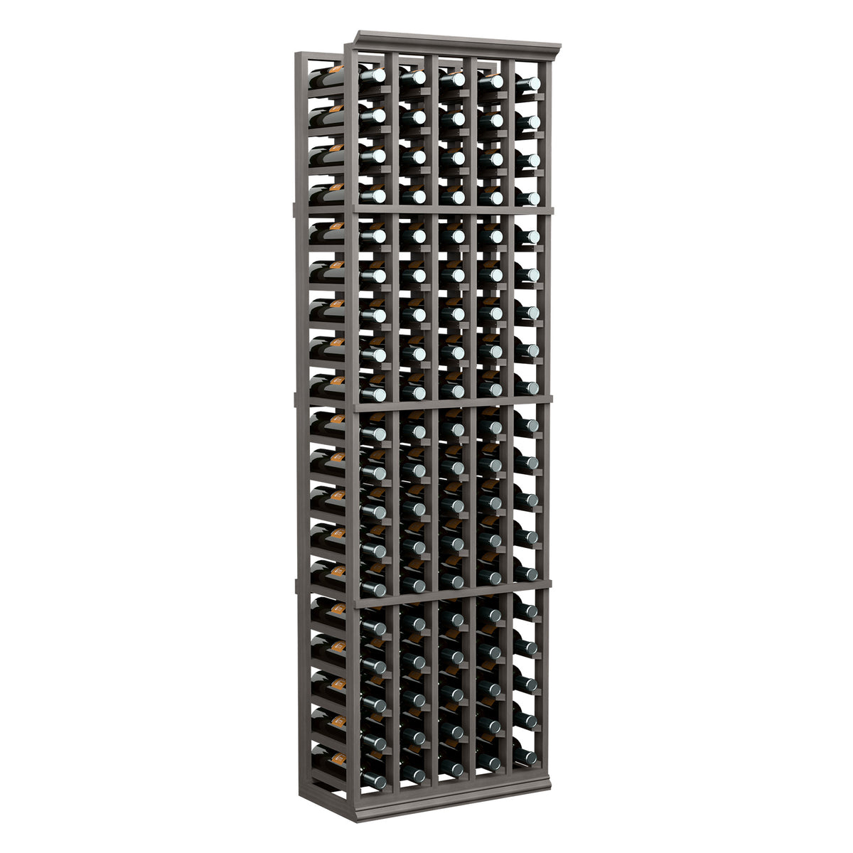 5-column wine bottle rack, dark gray frame with multiple bottle slots