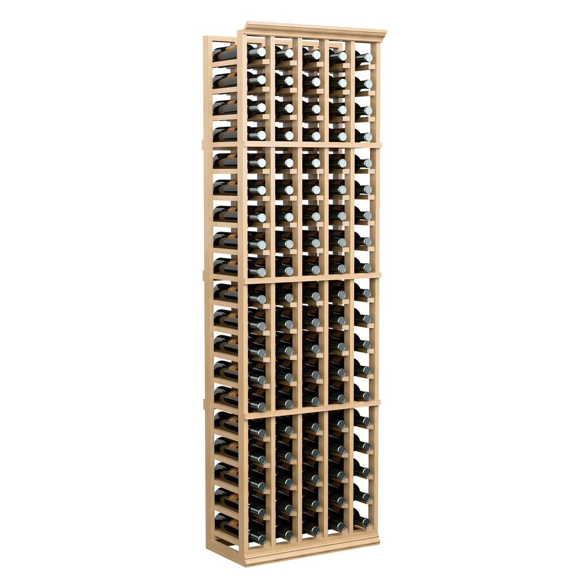 6ft 5-column wine rack in light wood with multiple bottle storage slots