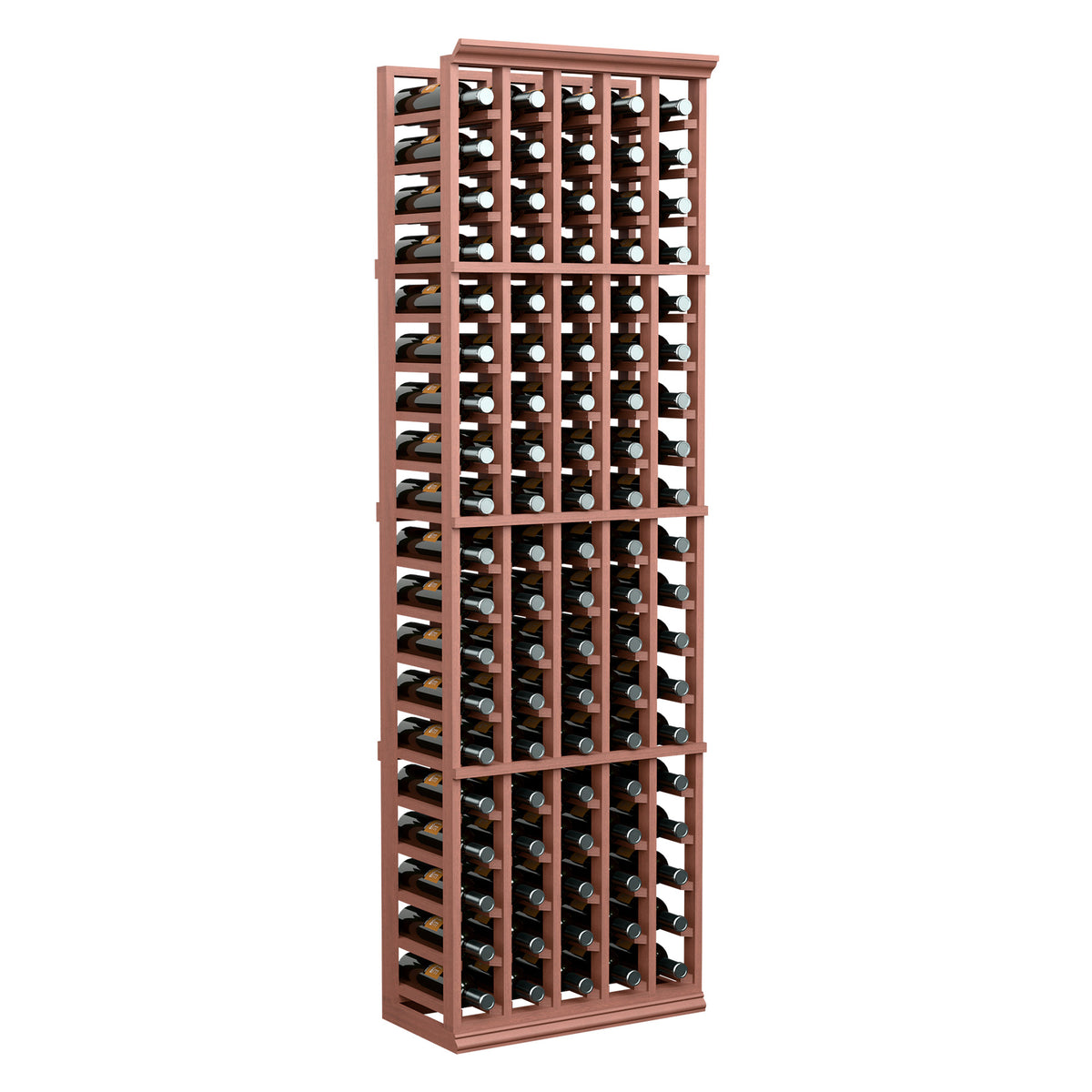 6ft red-brown wood wine bottle rack with 5 columns for storing wine bottles