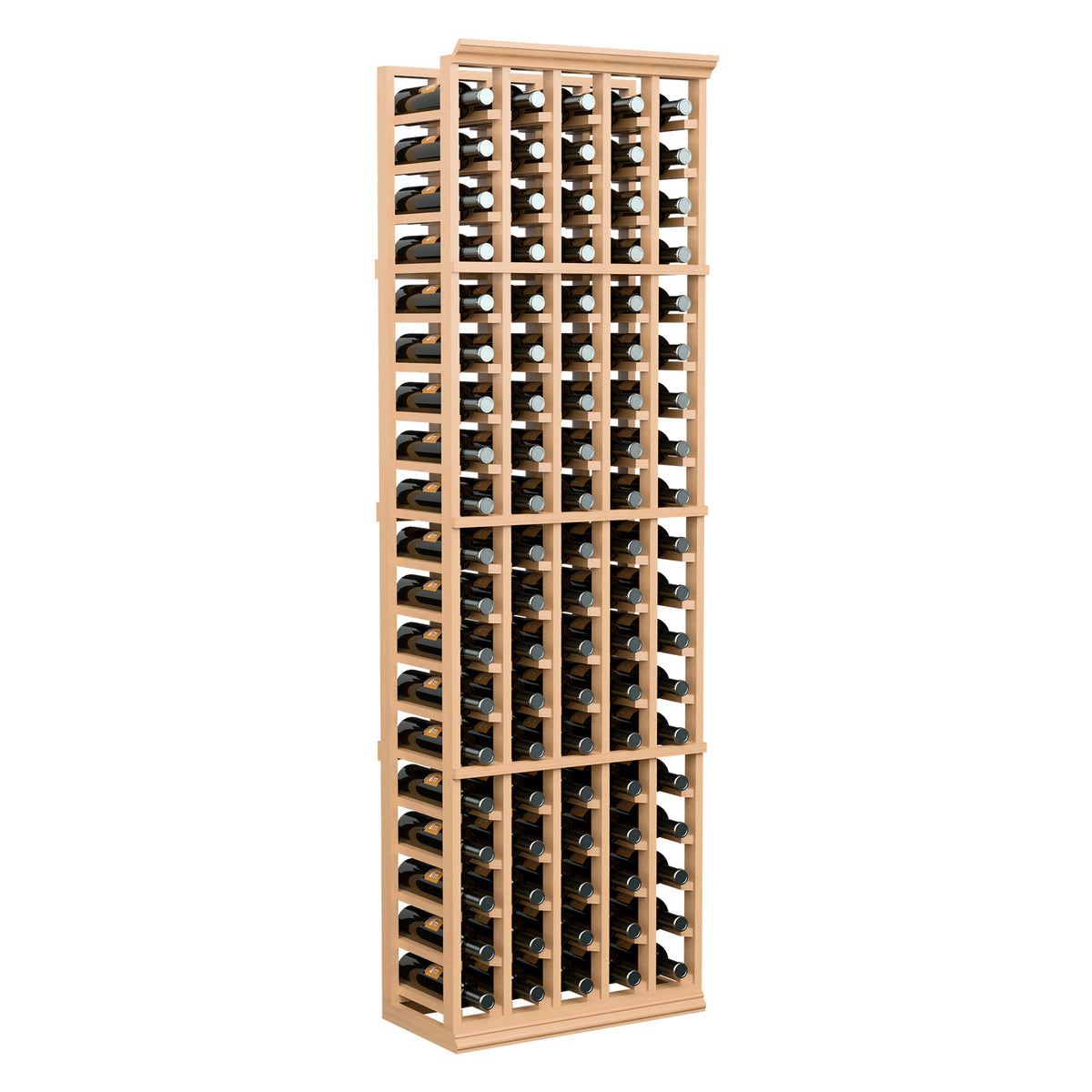 5-column wine bottle rack in light wood with evenly spaced bottle slots