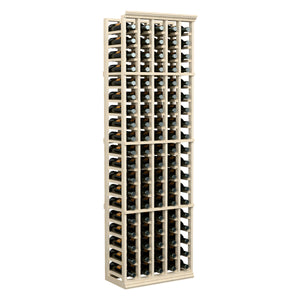 Tall 5-column wine rack in light wood finish for organized bottle storage
