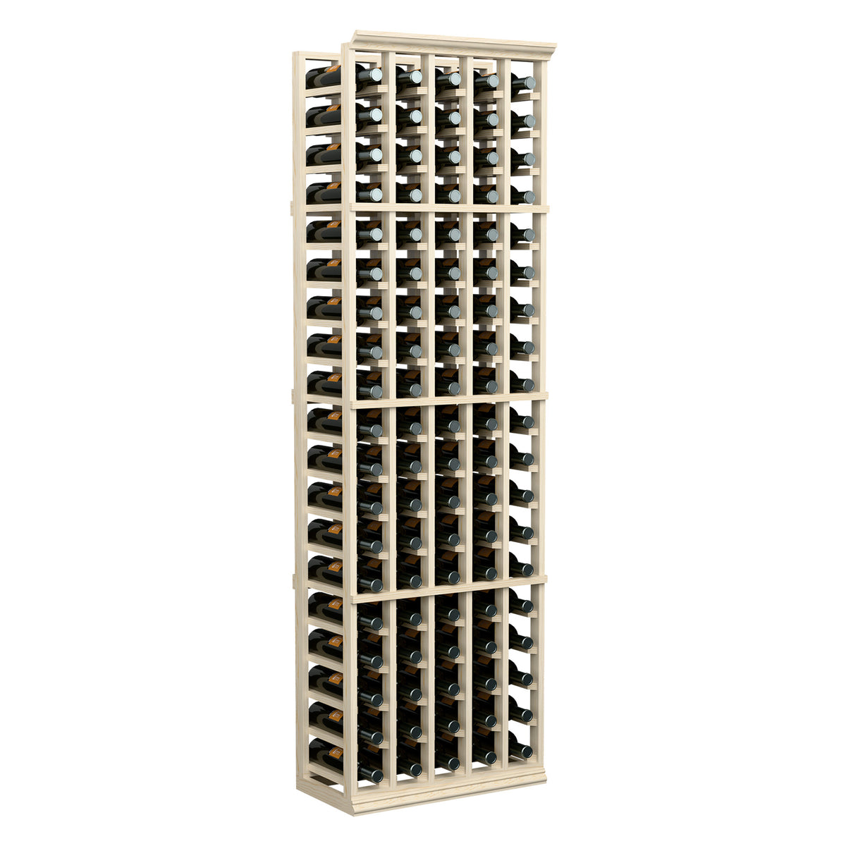Light wood 6-ft wine rack with five columns and open lattice bottle storage
