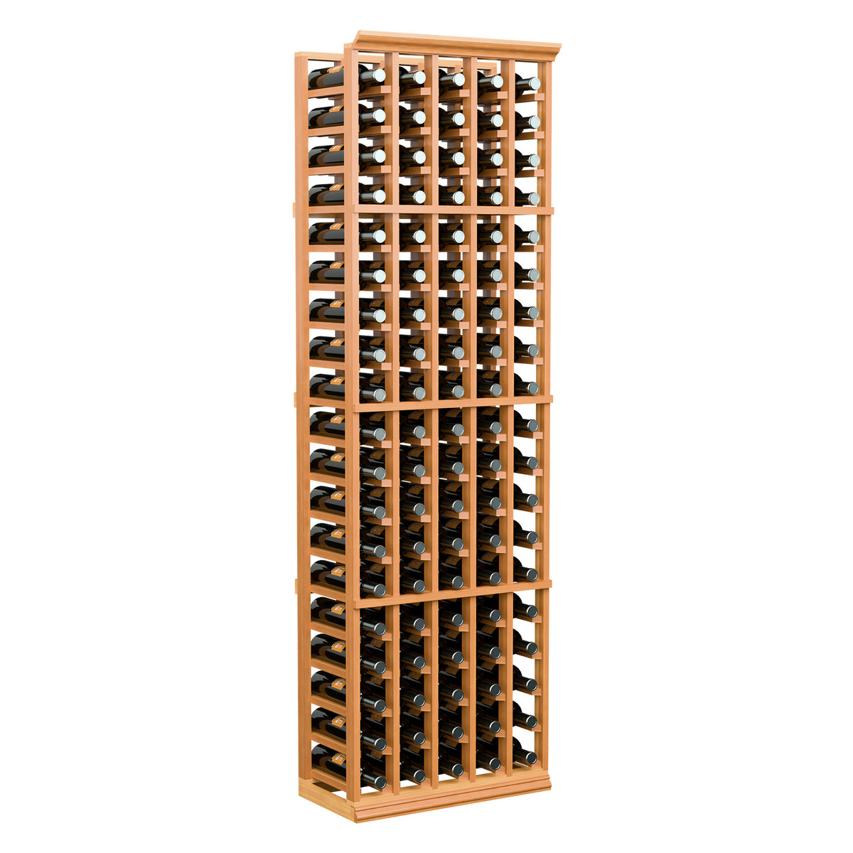 6FT 5-column wine bottle rack front view with open orange wood frame