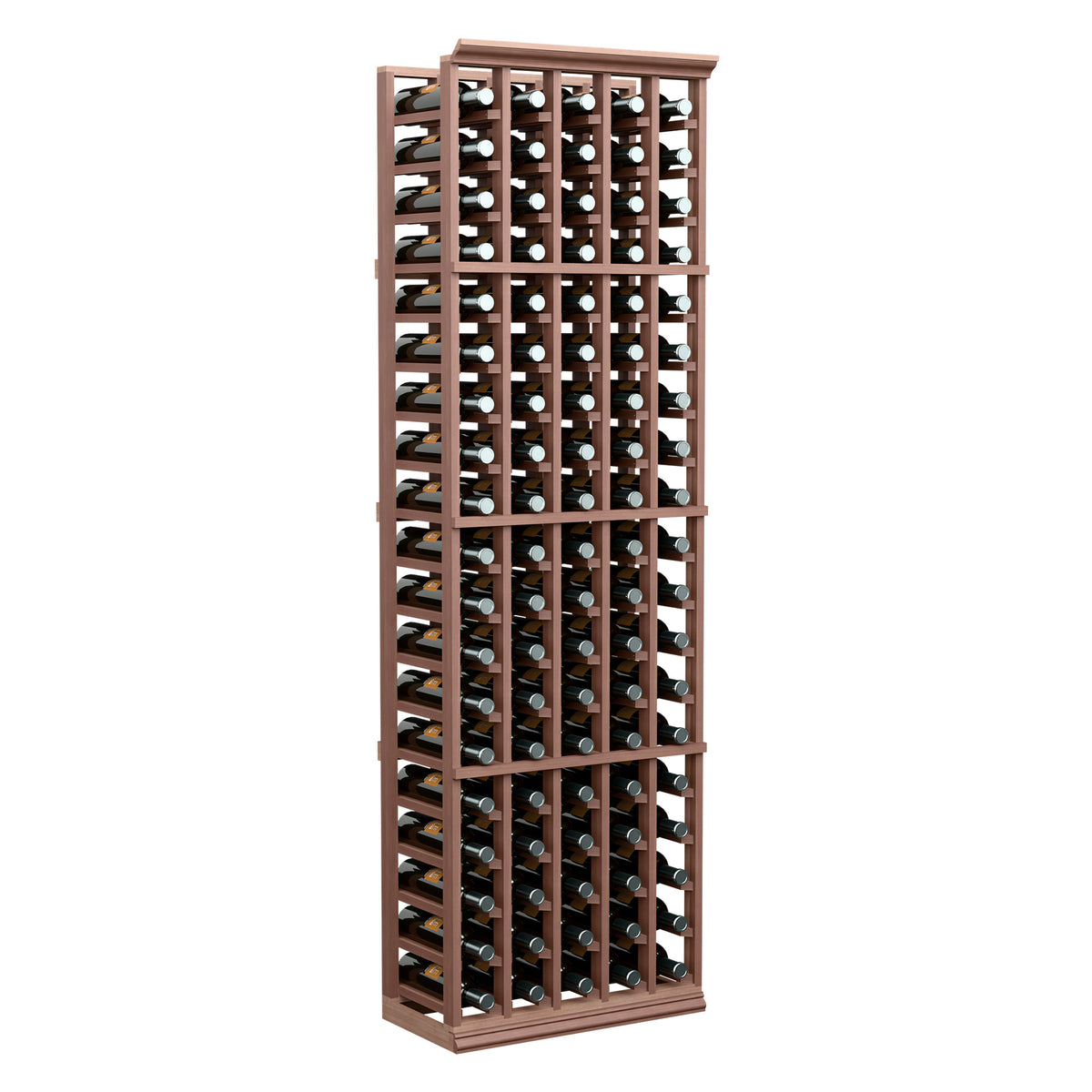 6FT 5-column wine bottle rack with open dark wood frame and bottle rows