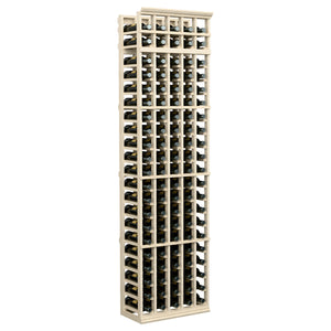 5-column wine bottle rack (7 ft) with light wood frame and front bottle storage grid
