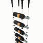 8-bottle cable wine rack with black metal bottle supports
