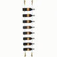 Wine bottle cable rack holding 8 bottles with gold/brass mounting hardware.