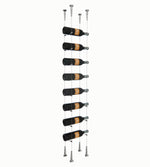 Wine bottle cable rack holding 8 bottles with silver mounting hardware.