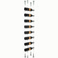Wine bottle cable rack holding 8 bottles with silver and brass-colored hardware.