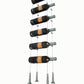 8-bottle cable wine rack with light gray metal holders