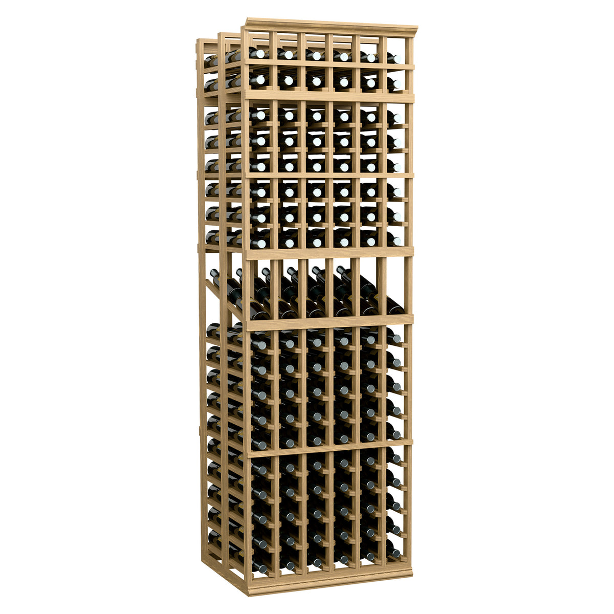 Beige wood 6-column double deep wine display rack with front square wine slots