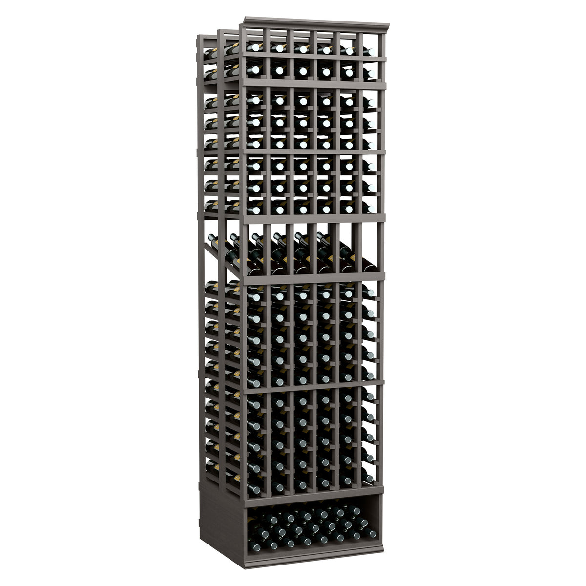 Black 6-column double-deep wine bottle display rack with front glass bottle slots