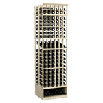 6-column double-deep wine bottle display rack with white frame and black bottle compartments