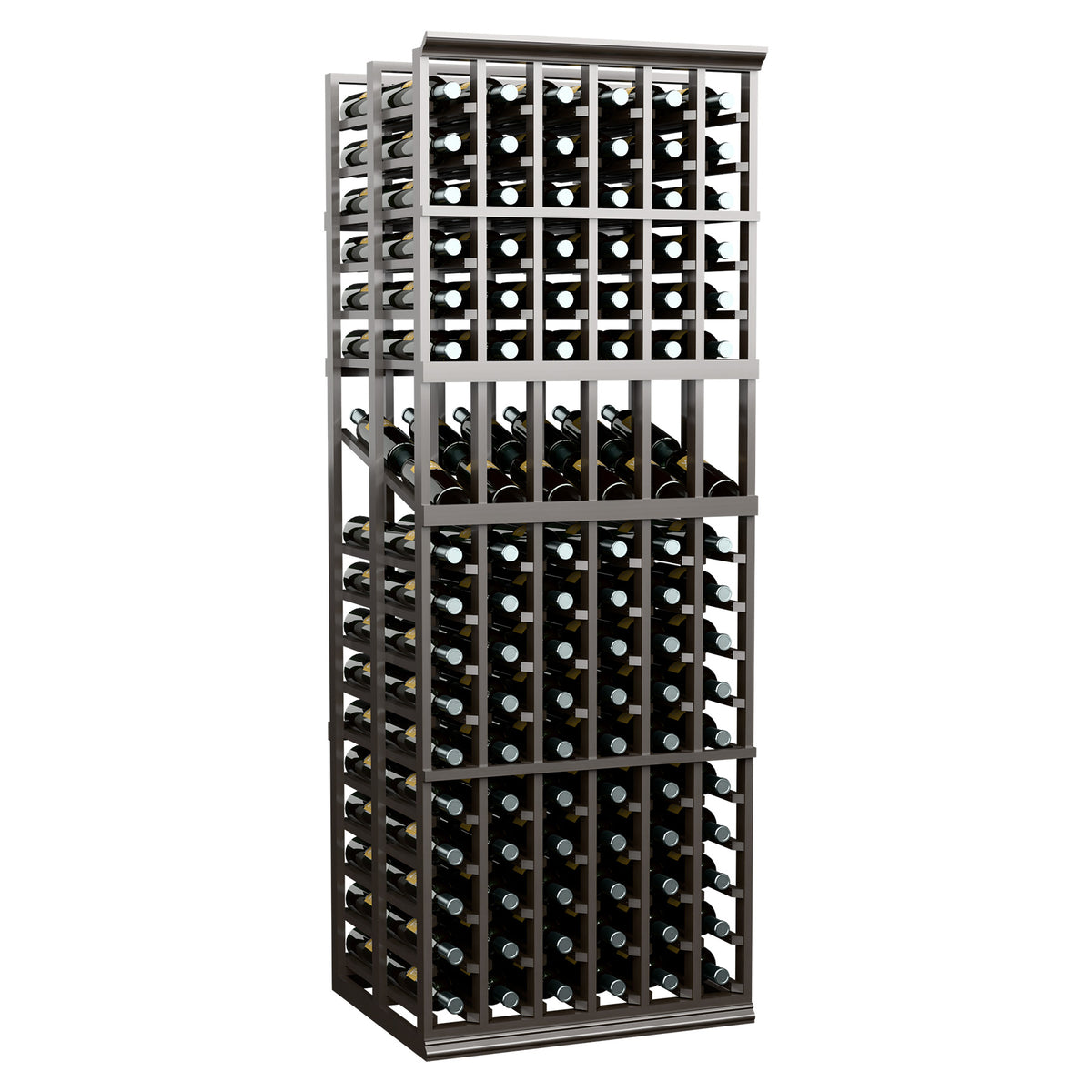 6-foot wine display rack with 6-column layout and double-deep bottle storage