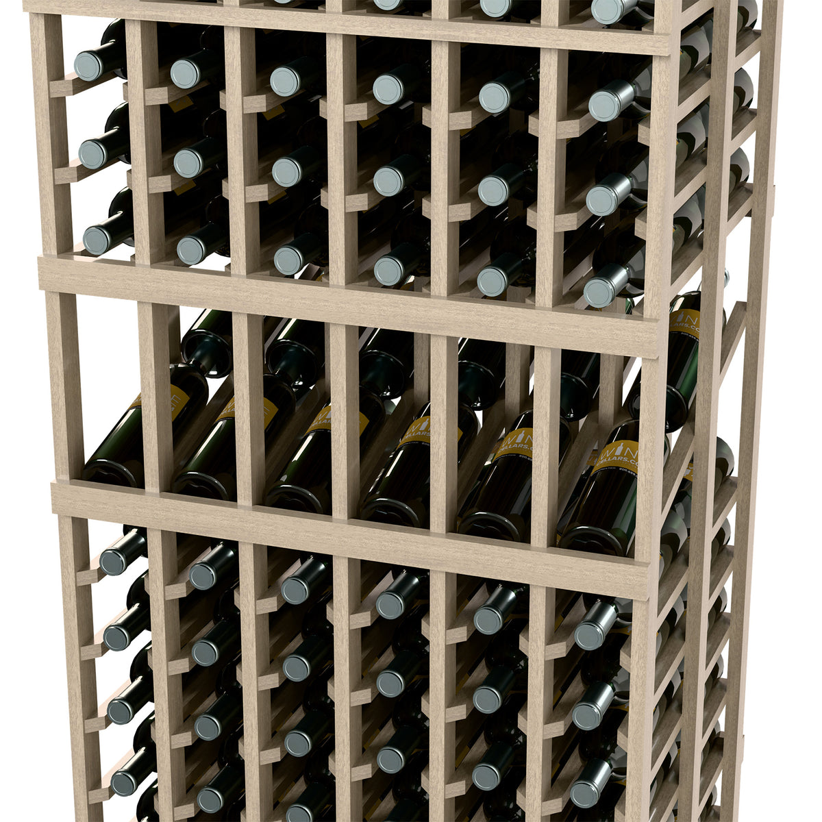 6-column double-deep wine rack, angled view showing multiple bottle compartments