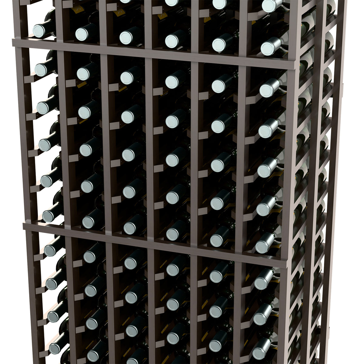 6FT double-deep wine bottle rack with dark frame and crisscross bottle holders