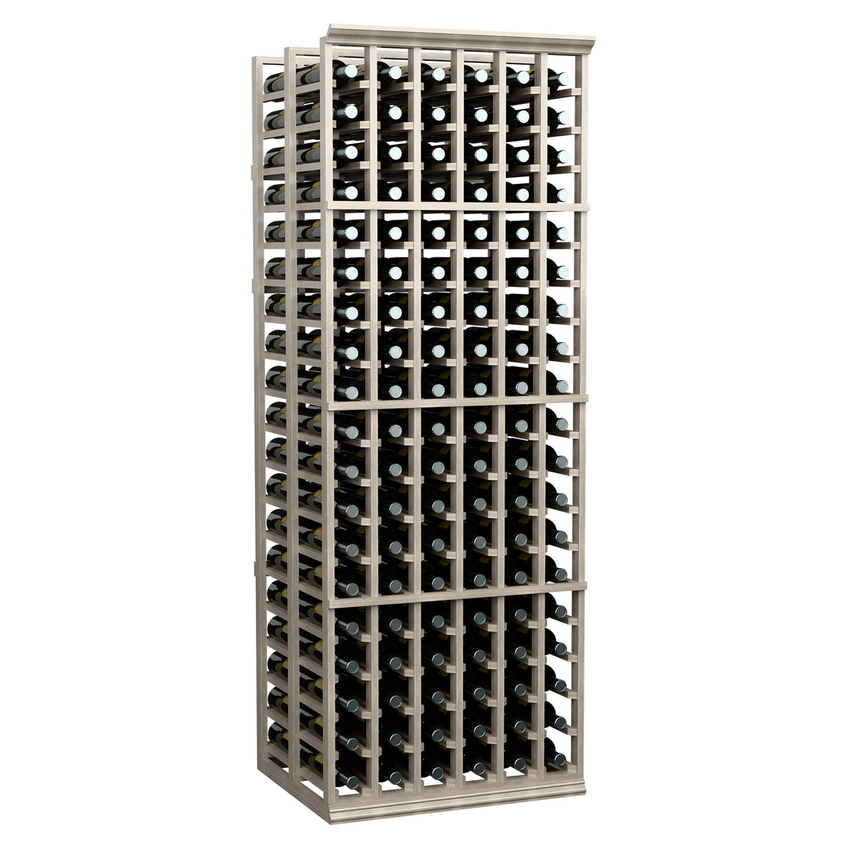 6FT double-deep wine bottle rack, full front view with dark frame and bottles