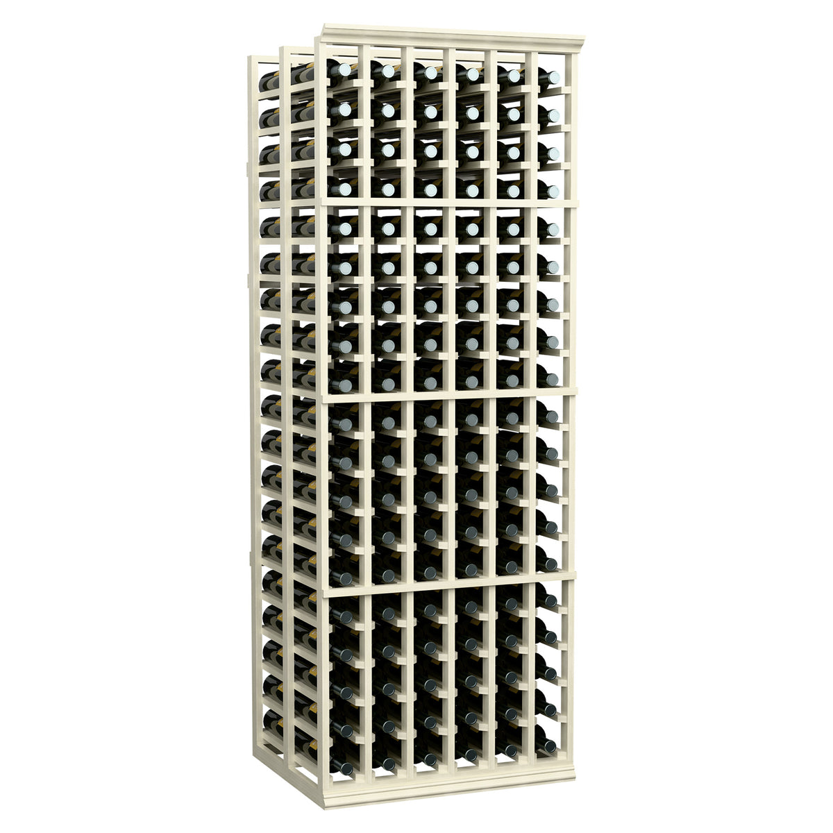 6-column double-deep wine bottle rack in white, full view