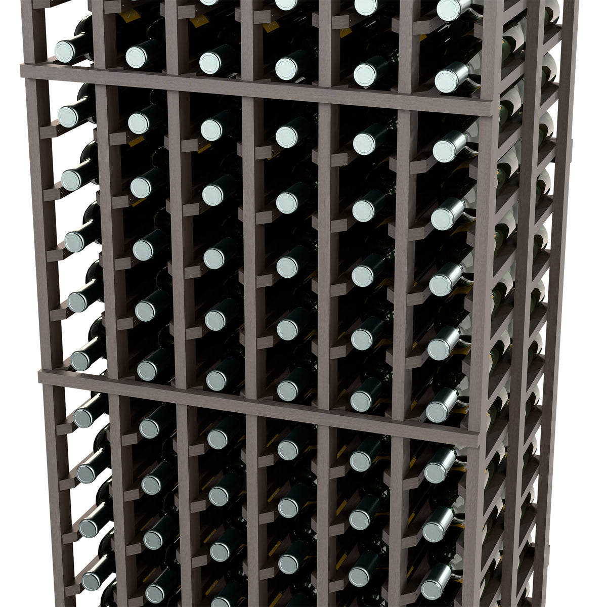 Dark gray wine bottle rack grid holding multiple bottles