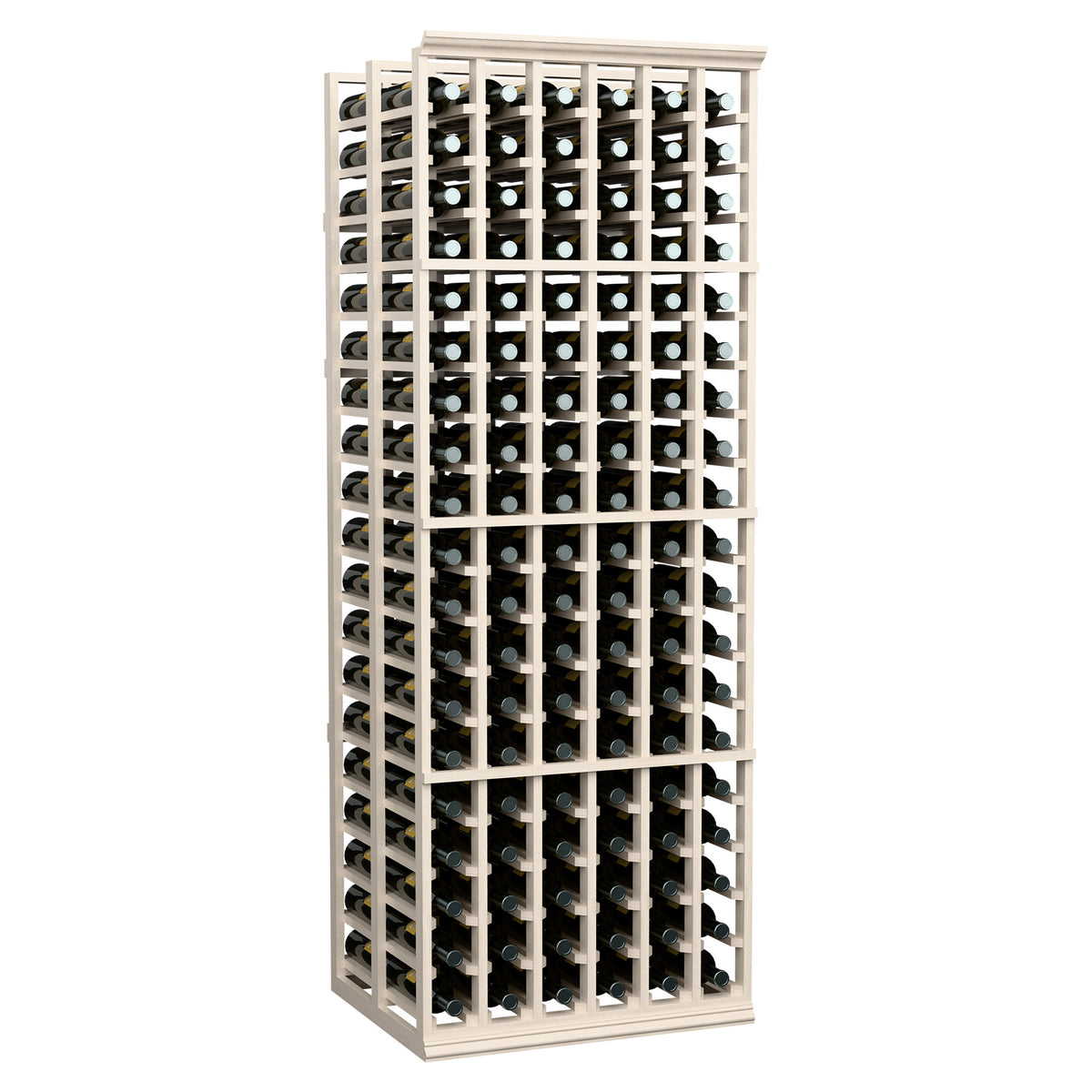 Cream wine bottle rack, double-deep 6-column grid, full rack view.