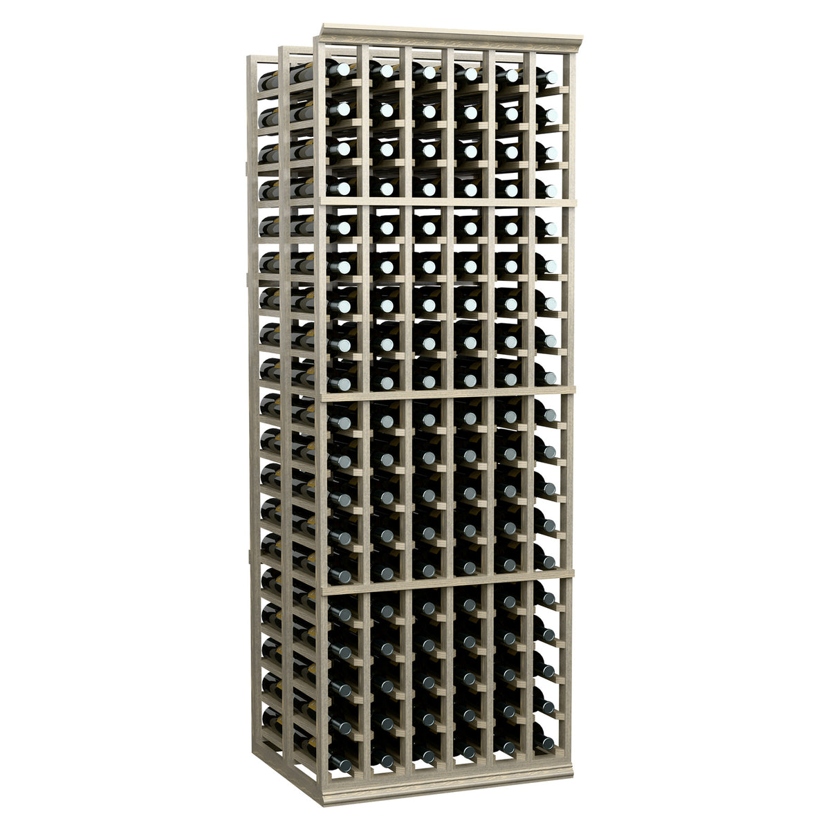 Light wood wine bottle rack, six columns, double-deep, full front view