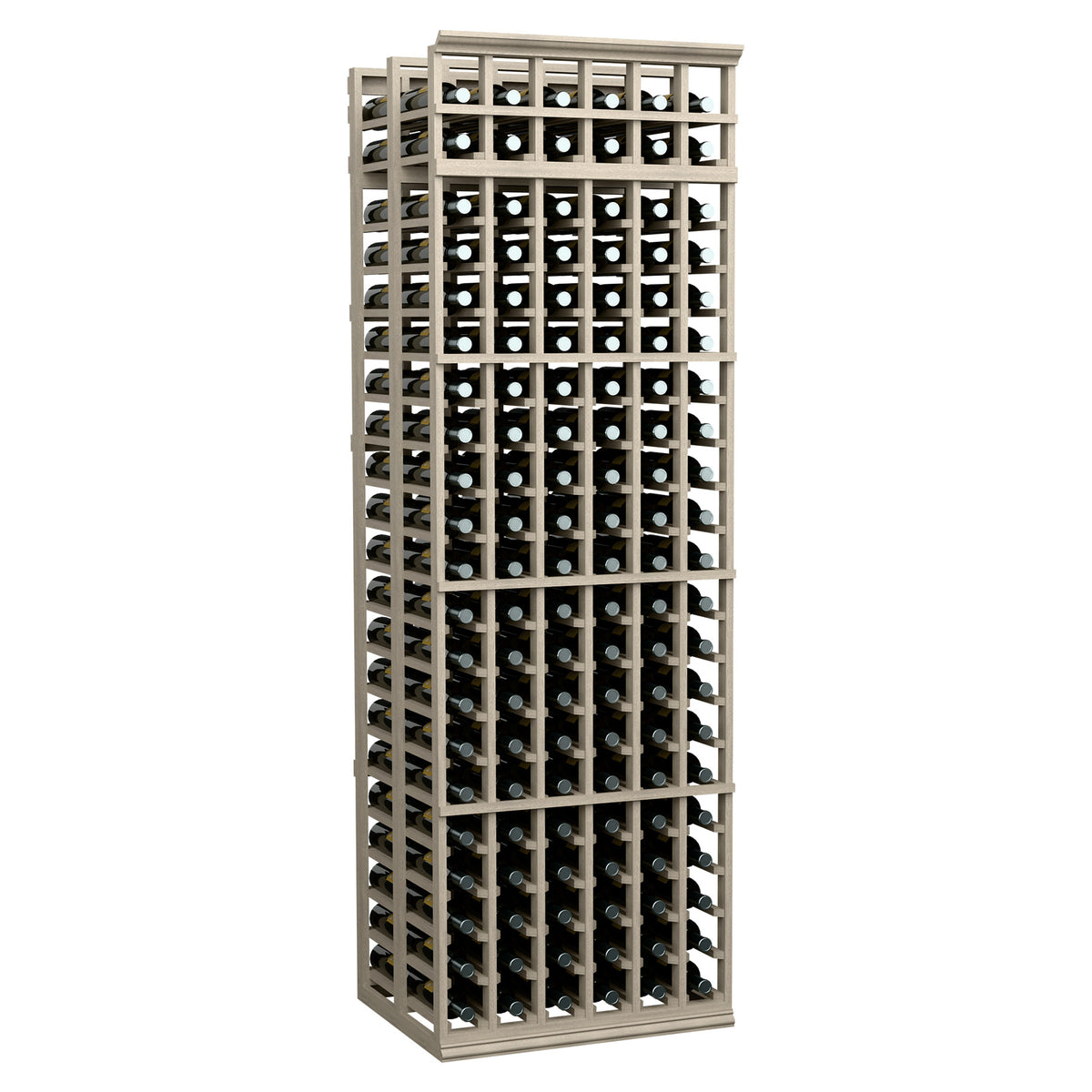 6-column double deep wine rack with gray frame and rows of bottle slots