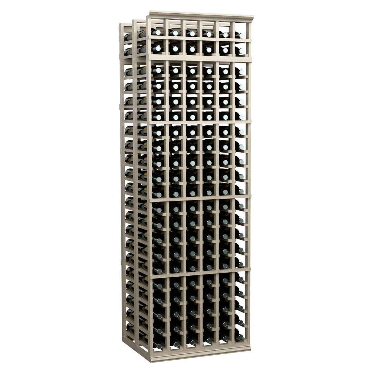 6-column double deep wine rack with gray frame and bottle storage rows