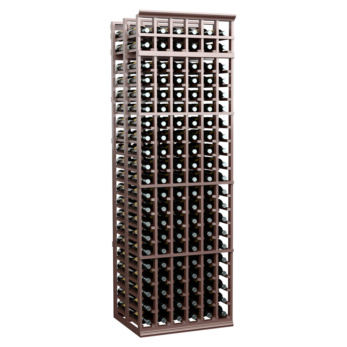 6-column double deep wine rack with dark brown frame and bottle storage