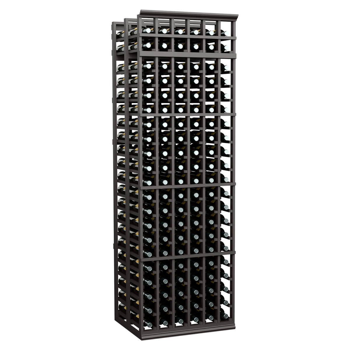 6-column double deep wine rack, 7 ft, dark charcoal finish with square bottle grid