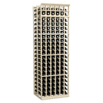 Tall double wine bottle rack with square openings, light grey wood frame