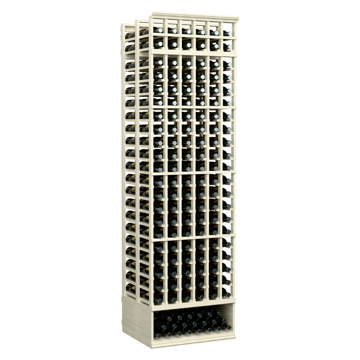 8ft 6-column double-deep wine rack, light grey frame, bottle-slot rows