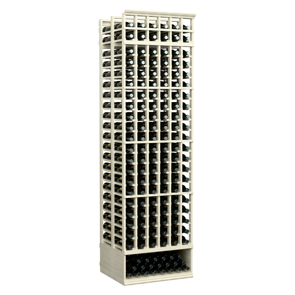 8ft 6-column double-deep wine rack, light grey frame, bottle-slot rows