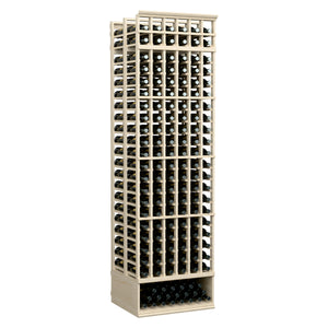 Light wood 6-column double-deep wine bottle rack with wire bottle slots