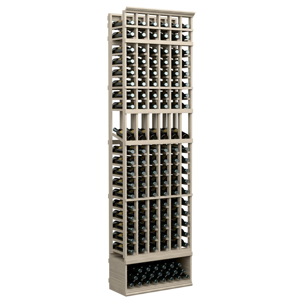 6-column wine bottle display rack, 8ft, light frame with grid bottle holders