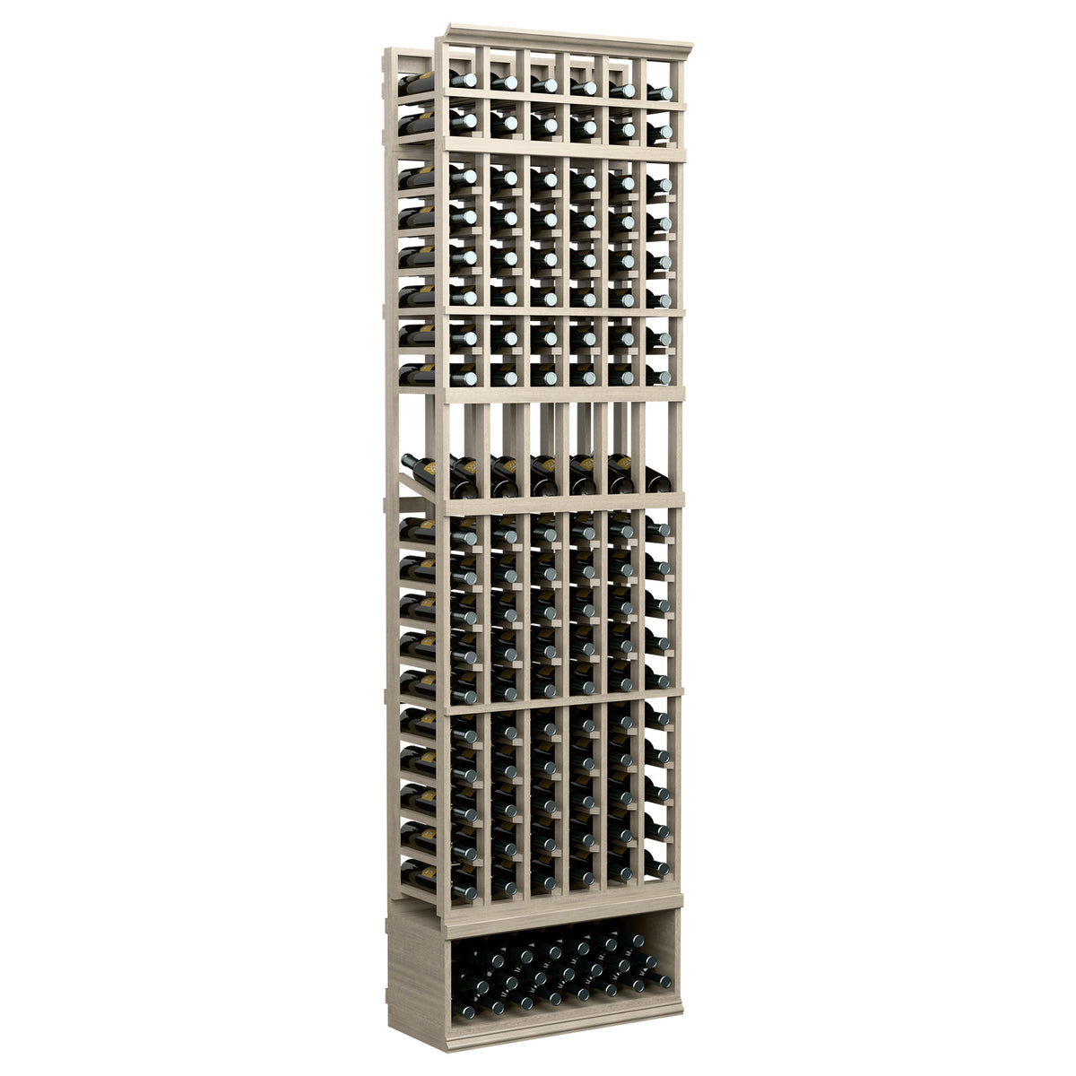 6-column wine bottle display rack, 8ft, light frame with open bottle slots