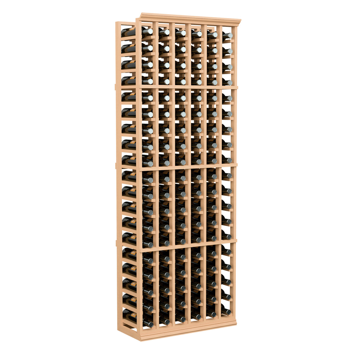 6-foot wine bottle rack with 6 columns, natural light wood frame, open bottle slots