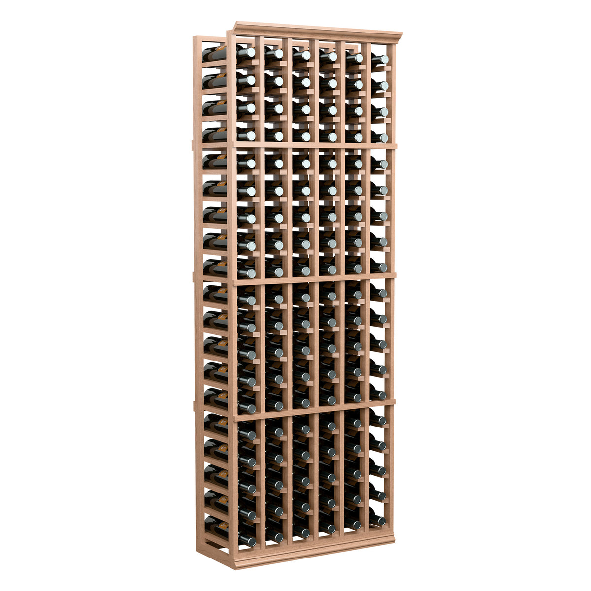Wine bottle rack, 6-column 6FT, light wood frame with bottles