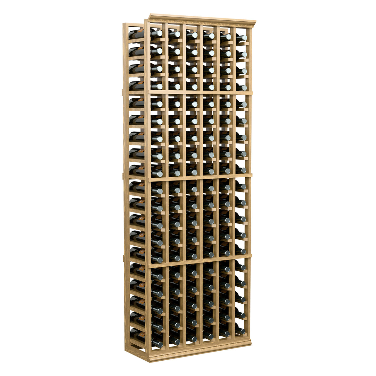Wine bottle rack, 6FT 6-column, light wood frame and bottle display