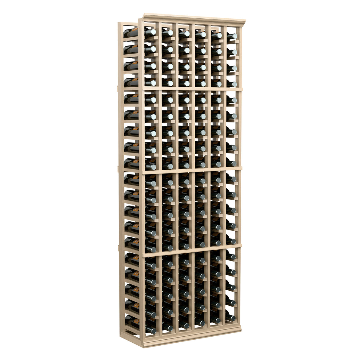 Dark wood 6ft wine rack with 6 columns of bottle storage compartments