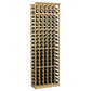 6-column 7-ft wine bottle rack with natural wood frame, grid holds multiple bottles