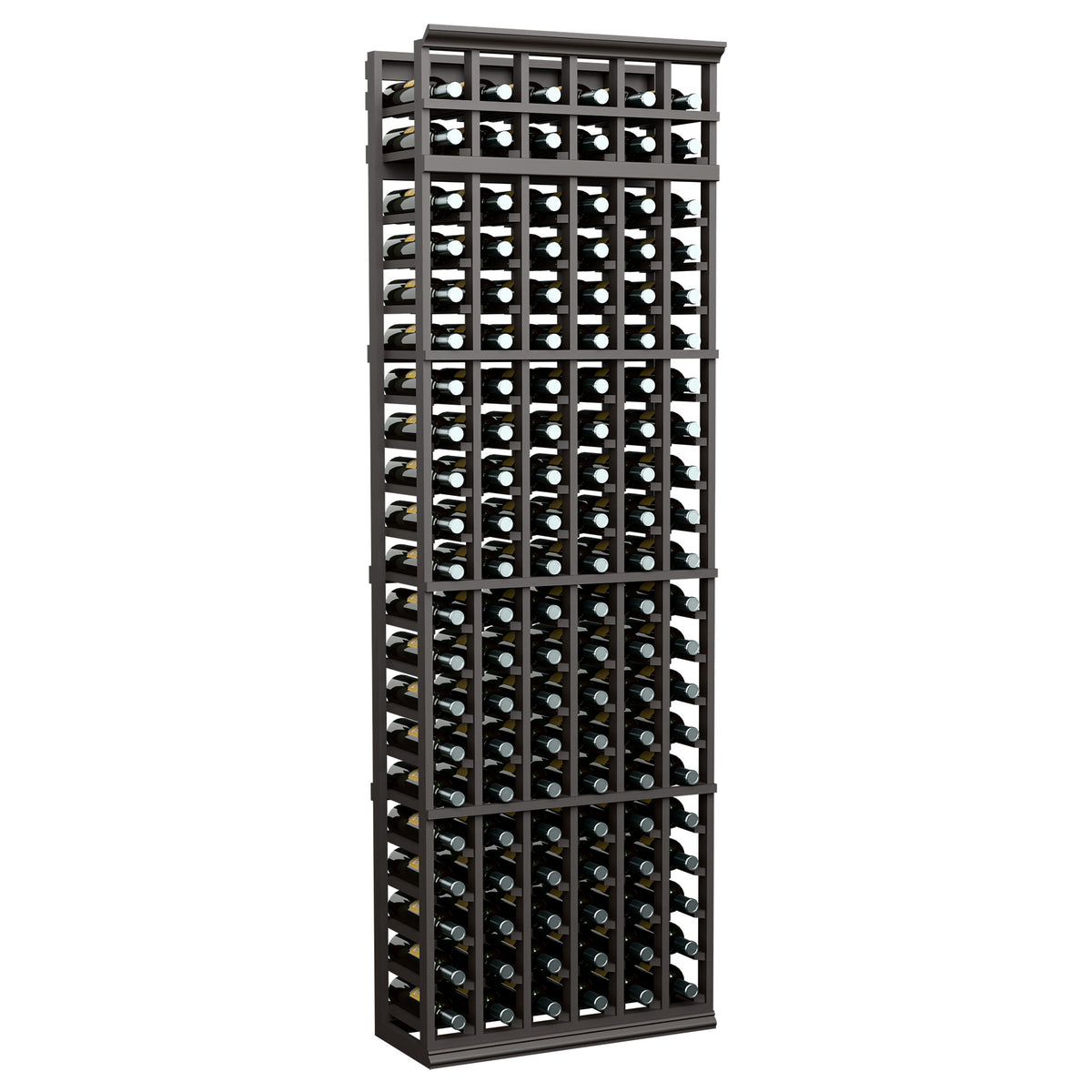 6-column wine bottle rack with 7ft frame, black metal grid for bottles