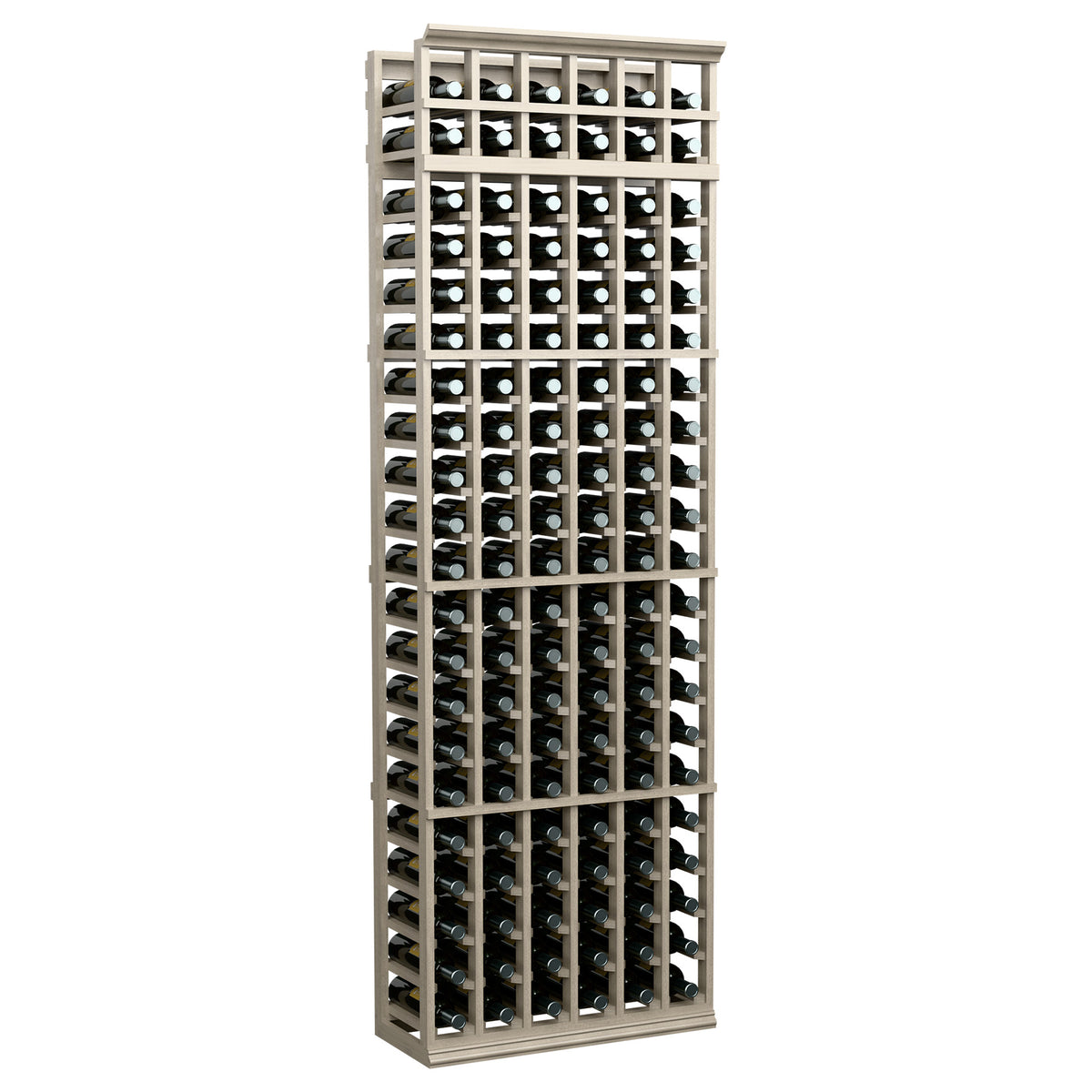 6-column wine bottle rack with light wood frame and grid for standing wine bottles