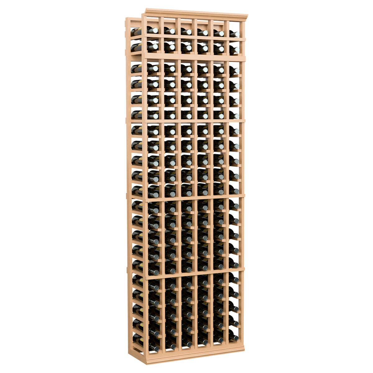 6-column wine bottle rack in natural wood with front row holders for wine bottles