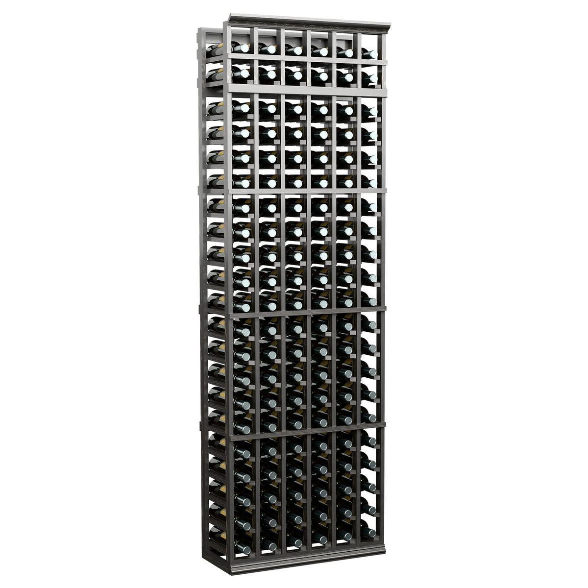 6-column wine bottle rack with black metal frame, grid bottle holders