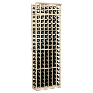 6-column 7ft wine rack with light wood lattice and rows of bottle compartments