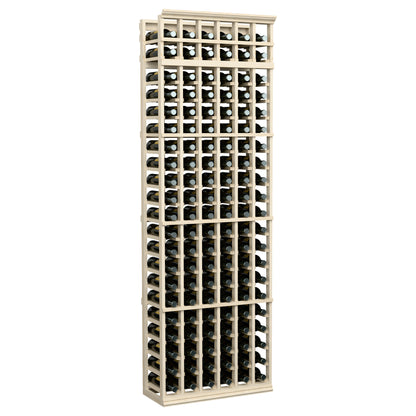 6-column 7ft wine rack with light wood lattice and rows of bottle compartments
